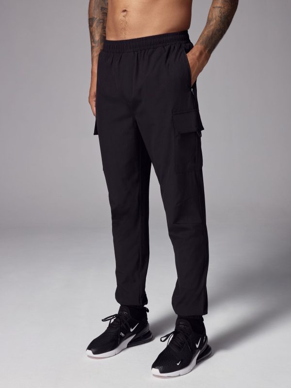 XINQTRADE72359 Black Woven Active Cargo Joggers