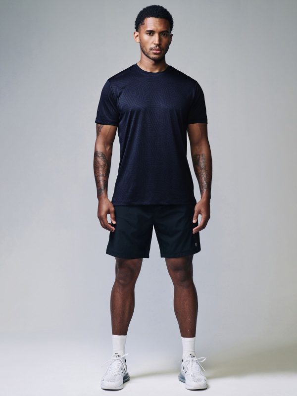 XINQTRADE72345 Navy Blue Active Jacquard T-Shirt - Image 2