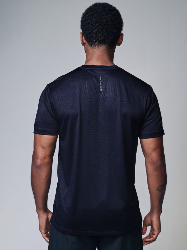 XINQTRADE72345 Navy Blue Active Jacquard T-Shirt - Image 3
