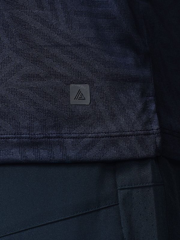 XINQTRADE72345 Navy Blue Active Jacquard T-Shirt - Image 5