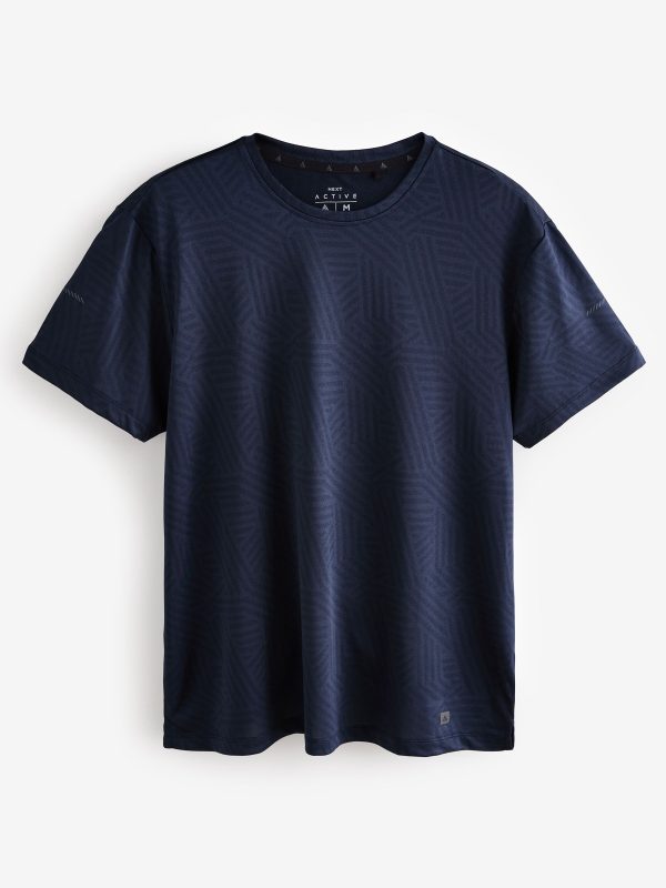 XINQTRADE72345 Navy Blue Active Jacquard T-Shirt - Image 6