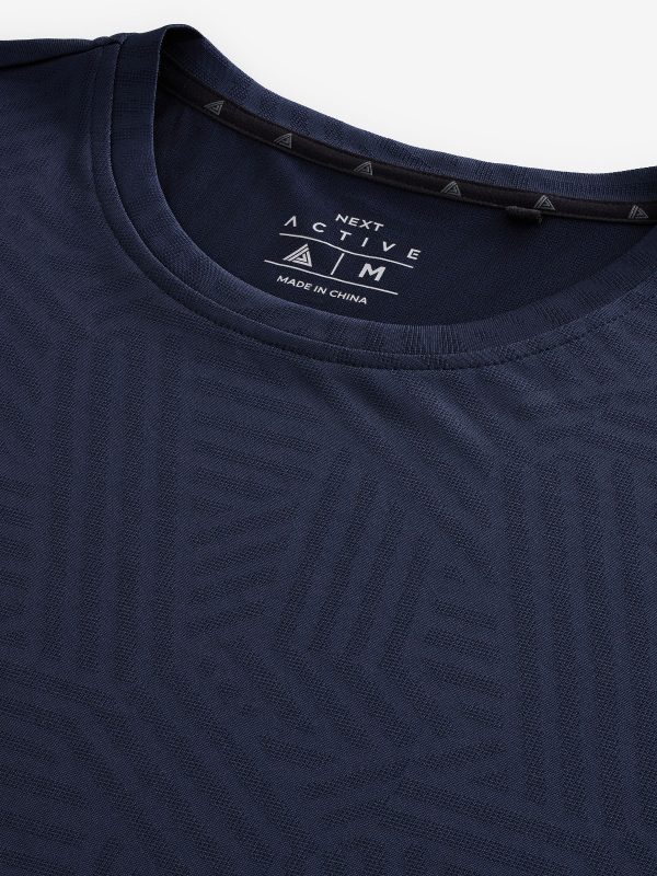 XINQTRADE72345 Navy Blue Active Jacquard T-Shirt - Image 8