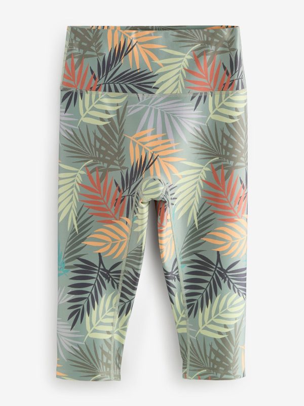 XINQTRADE72364 Palm Print Active Power Capri Leggings - Image 6