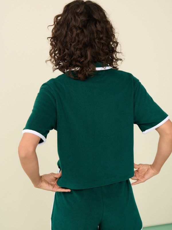 XINQTRADE72382 Green Active Towelling Polo Top - Image 2