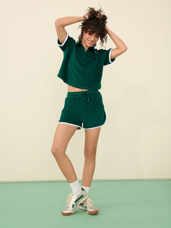 XINQTRADE72382 Green Active Towelling Polo Top - Image 4