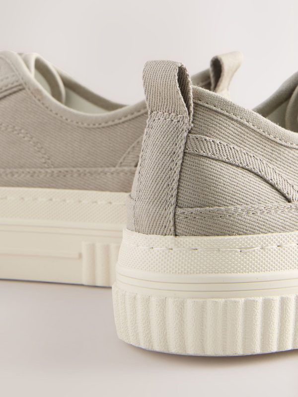 XINQTRADE72326 Taupe Canvas Chunky Baseball Lace Up Trainers - Image 5