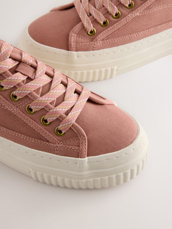 XINQTRADE72324 Pink Canvas Chunky Baseball Lace Up Trainers - Image 6
