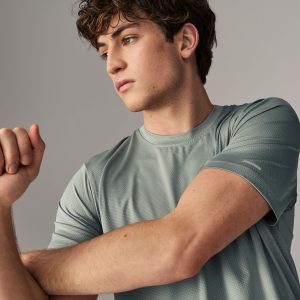 XINQTRADE72334 Dark Green Active Gym Texture Training T-Shirt