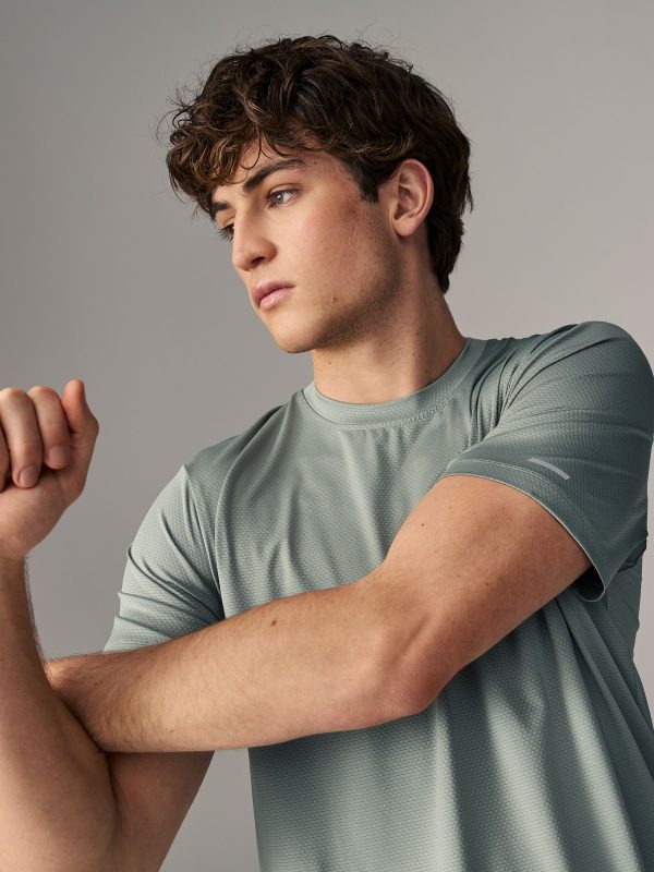 XINQTRADE72334 Dark Green Active Gym Texture Training T-Shirt