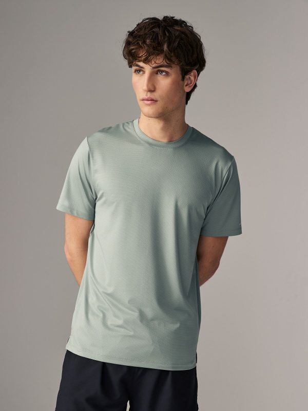 XINQTRADE72334 Dark Green Active Gym Texture Training T-Shirt - Image 2