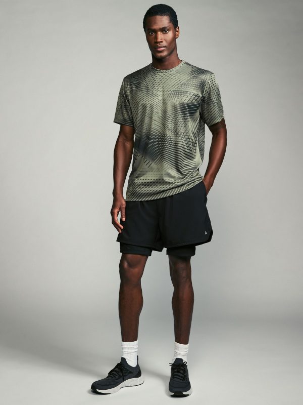 XINQTRADE72337 Khaki Green Active Gym Printed Training T-Shirt - Image 2