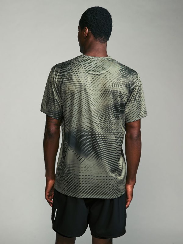 XINQTRADE72337 Khaki Green Active Gym Printed Training T-Shirt - Image 3