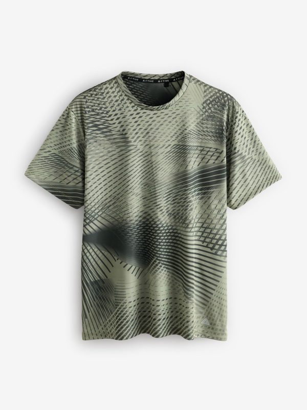 XINQTRADE72337 Khaki Green Active Gym Printed Training T-Shirt - Image 5