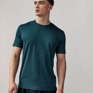 XINQTRADE72351 Teal Blue Active Gym Texture Training T-Shirt