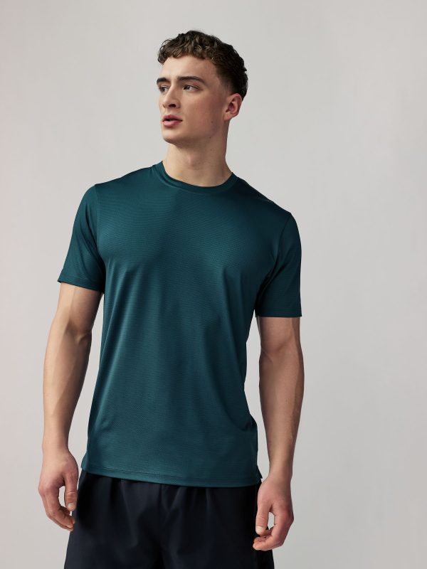 XINQTRADE72351 Teal Blue Active Gym Texture Training T-Shirt