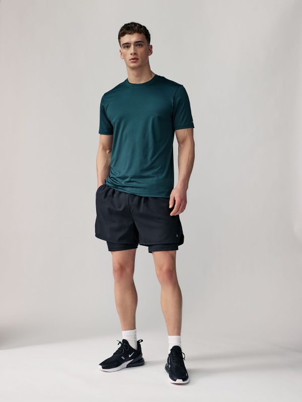 XINQTRADE72351 Teal Blue Active Gym Texture Training T-Shirt - Image 2