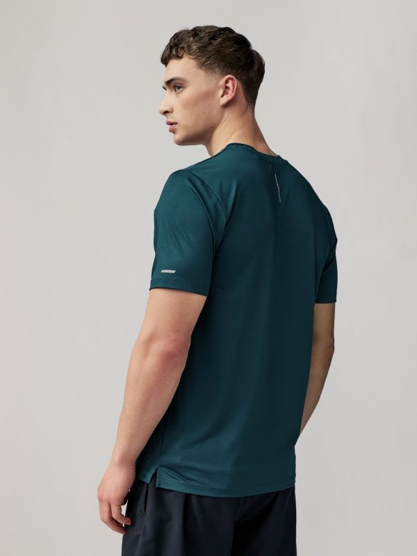 XINQTRADE72351 Teal Blue Active Gym Texture Training T-Shirt - Image 3