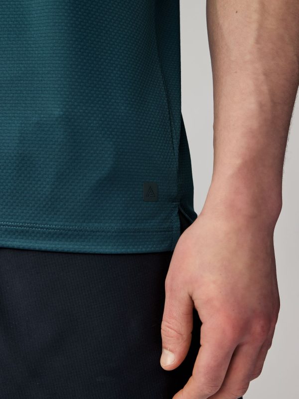 XINQTRADE72351 Teal Blue Active Gym Texture Training T-Shirt - Image 6