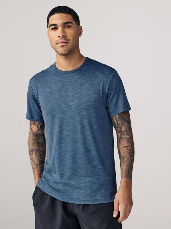 XINQTRADE72344 Steel Blue Active Gym Training T-Shirt - Image 2