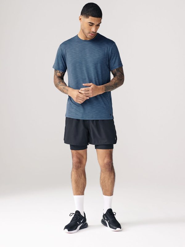 XINQTRADE72344 Steel Blue Active Gym Training T-Shirt - Image 3