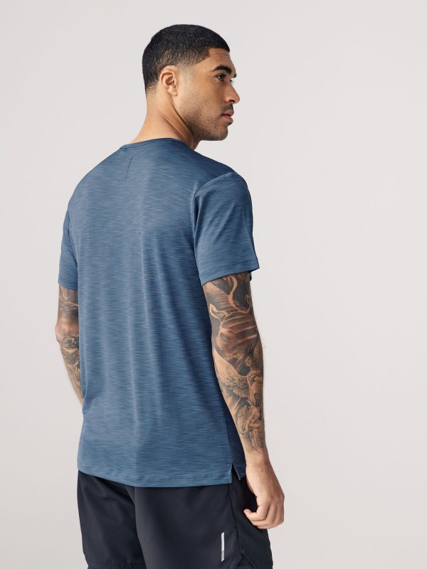 XINQTRADE72344 Steel Blue Active Gym Training T-Shirt - Image 4