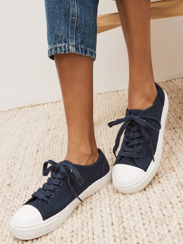 XINQTRADE72327 Navy Navy Baseball Canvas Trainers - Image 4