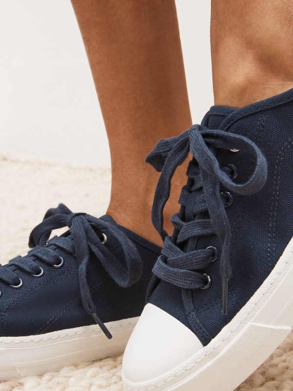 XINQTRADE72327 Navy Navy Baseball Canvas Trainers - Image 5