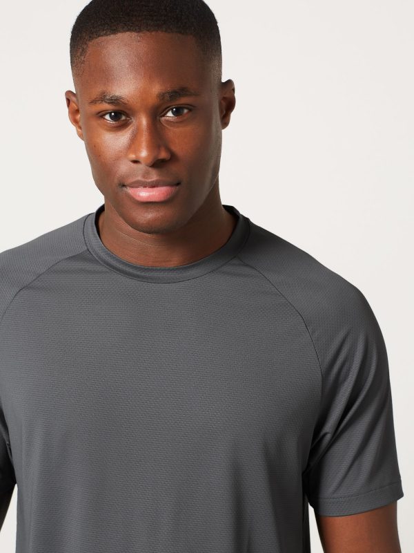 XINQTRADE72341 Dark Grey Active Gym Texture Training T-Shirt