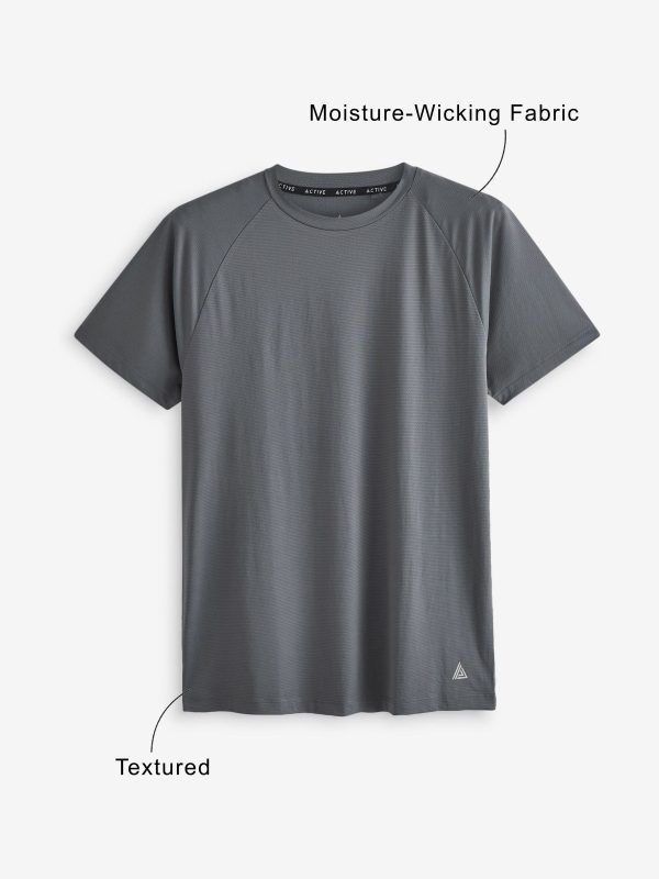 XINQTRADE72341 Dark Grey Active Gym Texture Training T-Shirt - Image 4