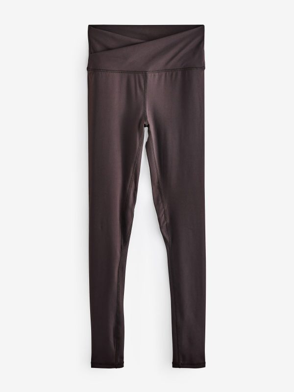 XINQTRADE72366 Chocolate Brown Balance Wrap Front Yoga Leggings - Image 5