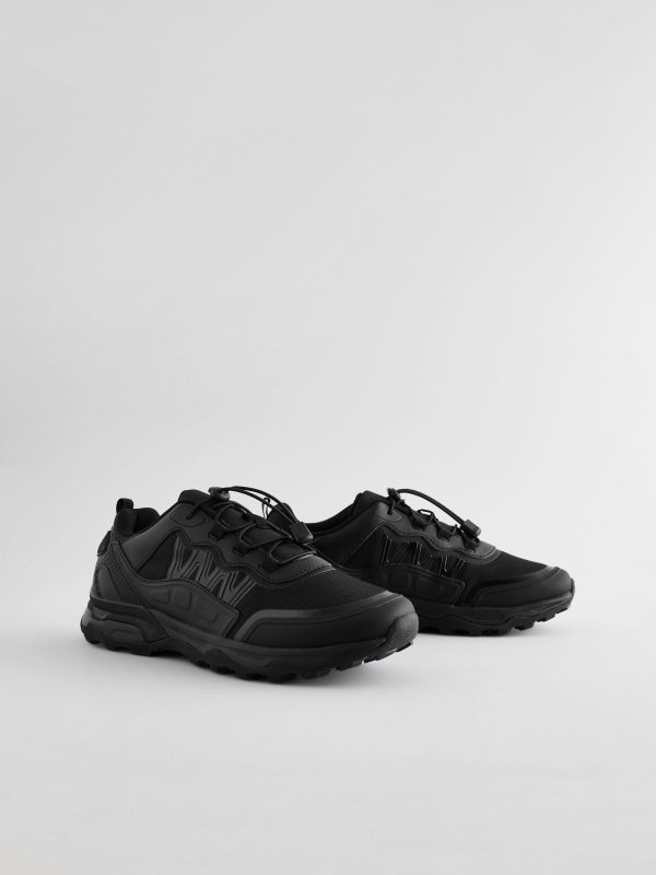 XINQTRADE72329 Black Elastic Toggle Laces Trainers - Image 4