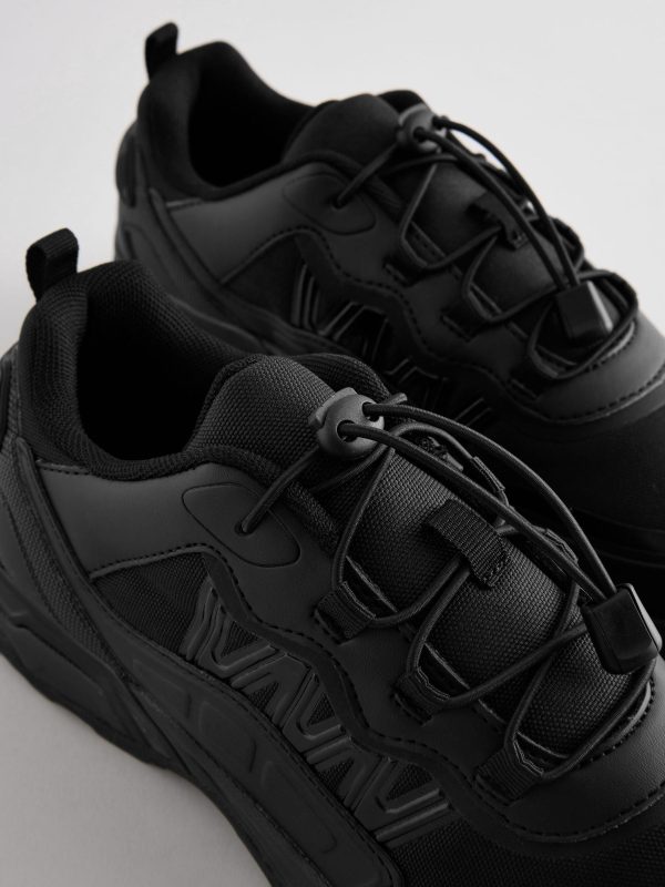 XINQTRADE72329 Black Elastic Toggle Laces Trainers - Image 6