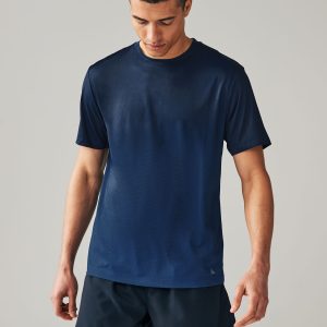 XINQTRADE72352 Navy Blue Active Gym Printed Training T-Shirt