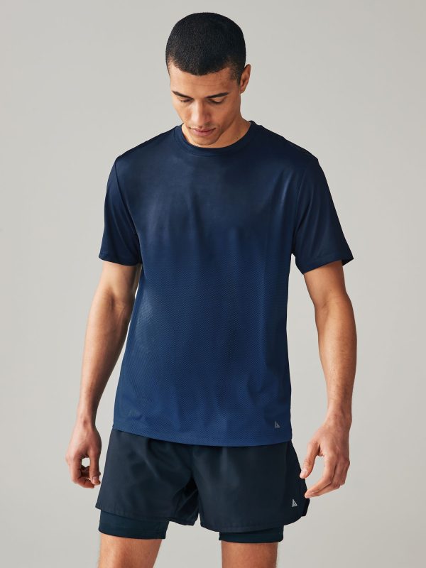 XINQTRADE72352 Navy Blue Active Gym Printed Training T-Shirt