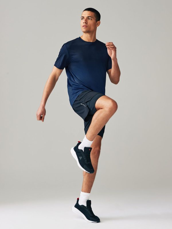 XINQTRADE72352 Navy Blue Active Gym Printed Training T-Shirt - Image 2
