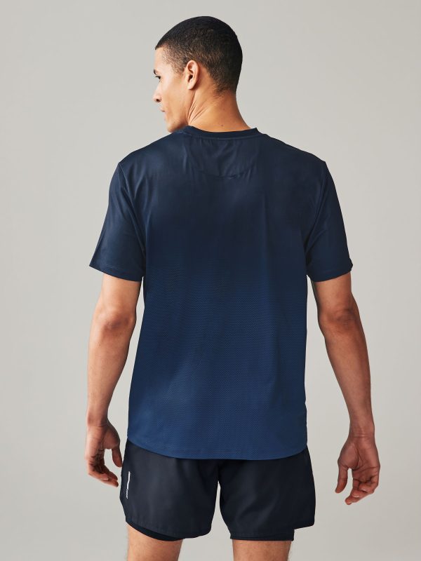 XINQTRADE72352 Navy Blue Active Gym Printed Training T-Shirt - Image 3