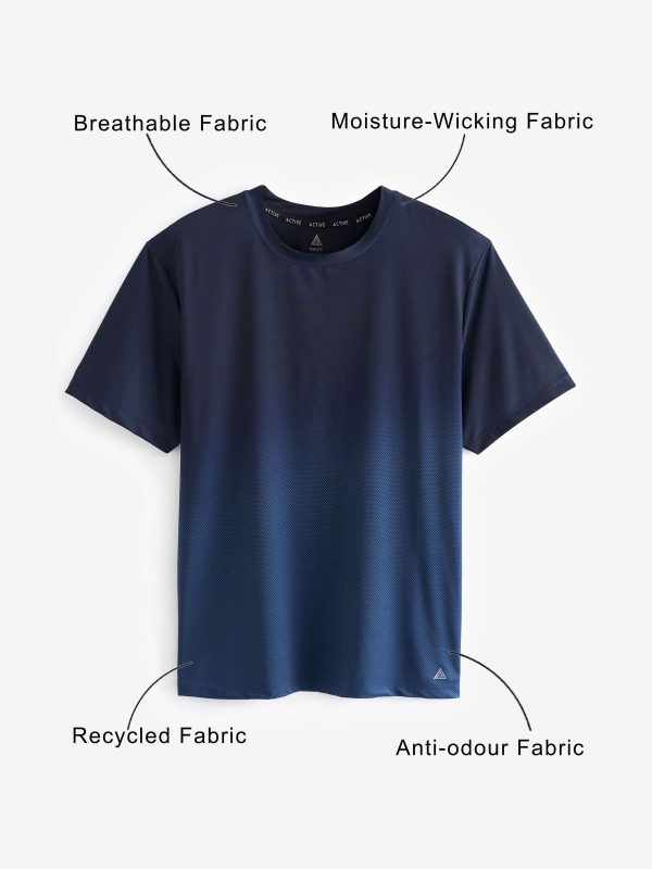 XINQTRADE72352 Navy Blue Active Gym Printed Training T-Shirt - Image 4
