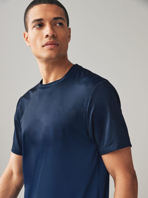 XINQTRADE72352 Navy Blue Active Gym Printed Training T-Shirt - Image 5