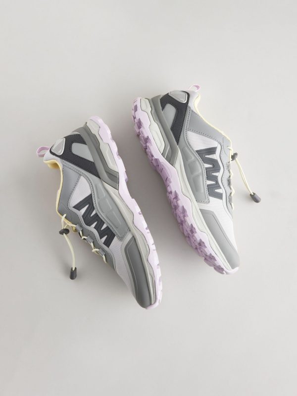 XINQTRADE72331 Grey Elastic Toggle Laces Trainers - Image 3